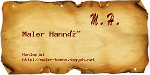 Maler Hannó névjegykártya